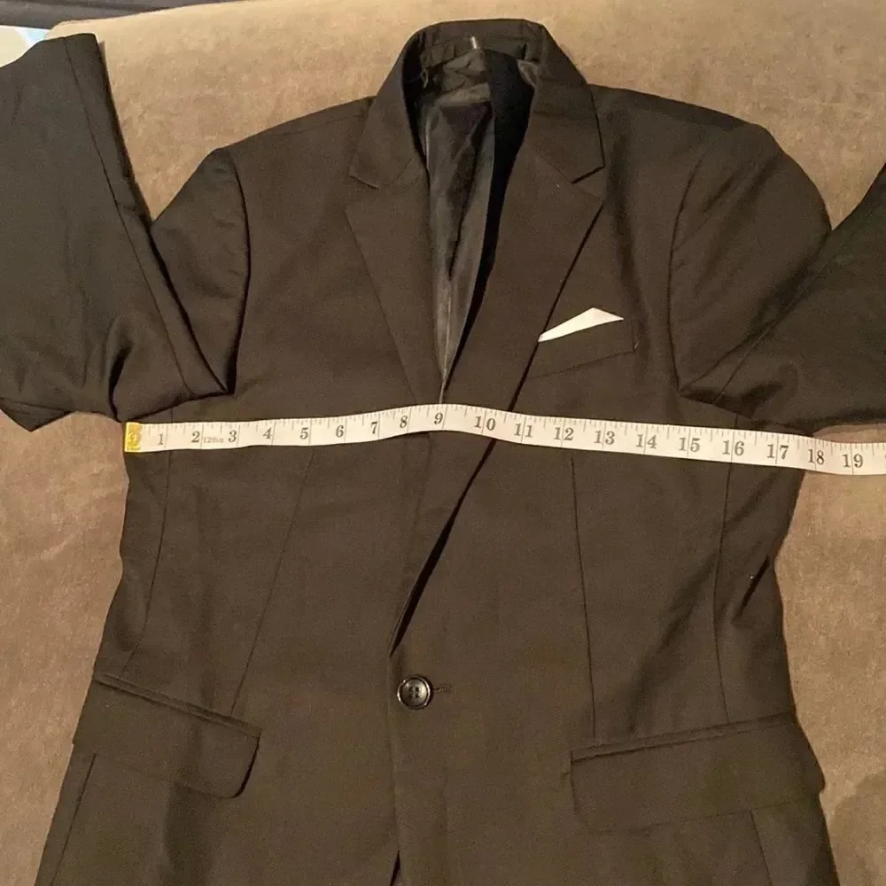 Men’s Black Suit Jacket Blazer One Button Notched Lapel Size 32 NWOT